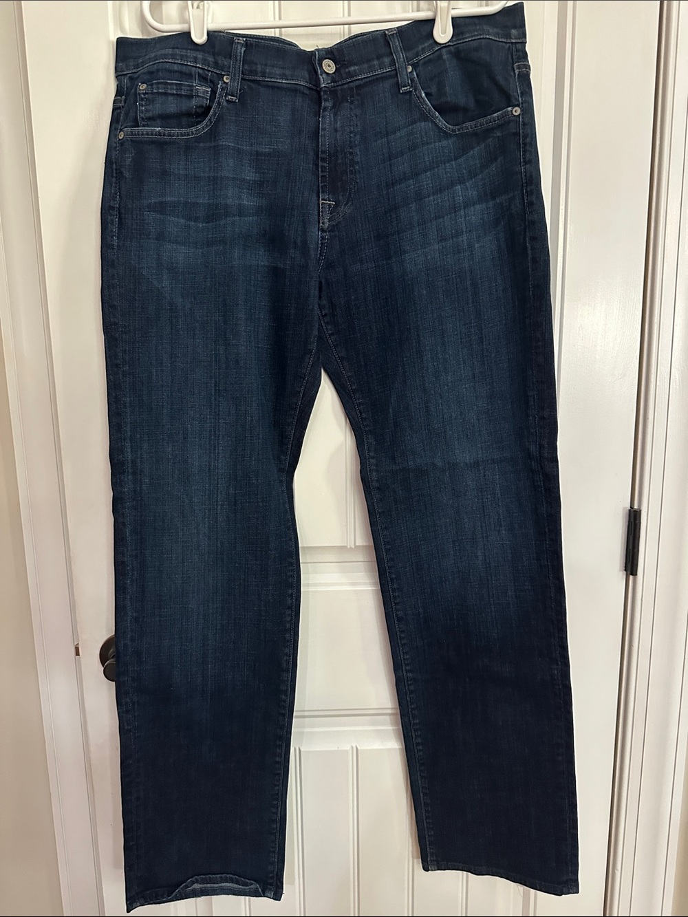 7 for all mankind Men's Dark Blue Straight-Leg Jeans size 38